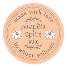 オレンジ色の素朴な手作りパンプキンスパイスミックスラベル