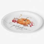 オレンジ色の素朴な秋カボチャの赤ちゃんシャワー ペーパープレート (アングル)