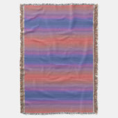 オレンジ色の紫と青の水平のストライプデザイン スローブランケット (正面縦)