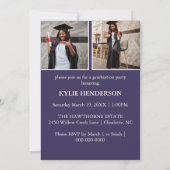 オレンジ色の紫モダンの卒業写真 招待状 (裏面)