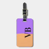 オレンジ色の紫無地のの追加の名前の文字モノグラム文字 ラゲッジタグ (正面縦)
