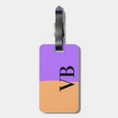 オレンジ色の紫無地のの追加の名前の文字モノグラム文字 ラゲッジタグ (裏面縦)