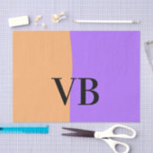 オレンジ色の紫無地のの追加の名前の文字モノグラム文字 薄葉紙 (クラフト)