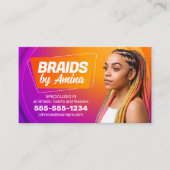 オレンジ色の紫色のアフリカ髪の編みサロン写真 名刺 (正面)