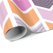 オレンジ色の紫色のピンクの幾何学的なシェブロンパターン ラッピングペーパー (ロールコーナー)