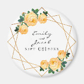 オレンジ色の結婚フローラエレガント金ゴールドグリッター幾何学的 マグネット (正面)