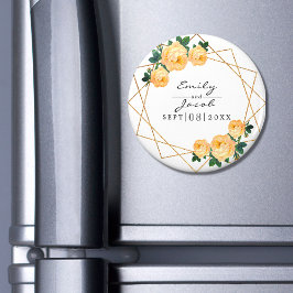 オレンジ色の結婚フローラエレガント金ゴールドグリッター幾何学的 マグネット