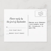 オレンジ色の結婚式の黄色のひまわりRSVP応答 インビテーションポストカード (裏面)