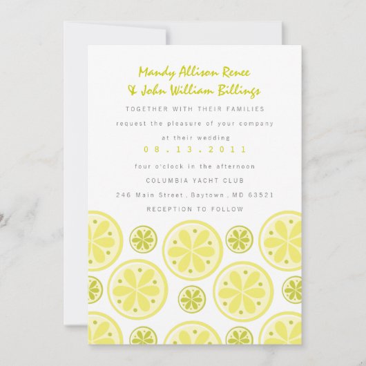 オレンジ色の結婚式招待状 招待状 (正面)