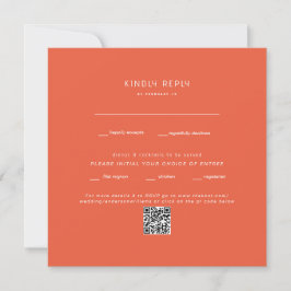 オレンジ色の結婚式QRコードRSVP