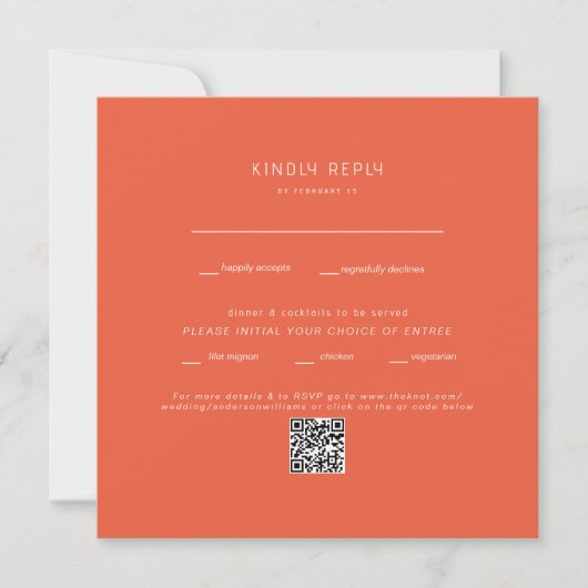 オレンジ色の結婚式QRコードRSVP (正面)