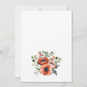 オレンジ色の結婚披露宴の後の幸せなフローラ 招待状 (裏面)