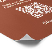 オレンジ色の結婚Bohoの座席表QRコード ポスター (角)