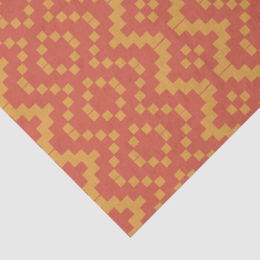オレンジ色の緋色の部族エジプトのバスケット織り 薄葉紙 (詳細)