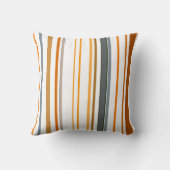 – オレンジ色の緑と白のストライプの装飾用クッション クッション (裏面)