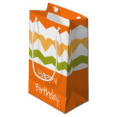オレンジ色の緑と白 スモールペーパーバッグ (正面アングル)