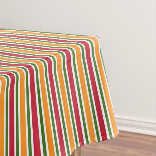 オレンジ色の緑と赤のテーブルクストライプのロ テーブルクロス (インサイチュ)