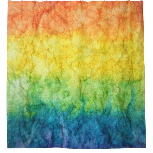 オレンジ色の緑と青の抽象芸術絵画 シャワーカーテン (正面)