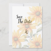 オレンジ色の緑のひまわり夏のフローラ保存日付 招待状 (正面)