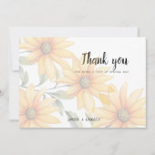 オレンジ色の緑のひまわり夏フローラありがとう 招待状 (正面)