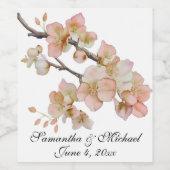 オレンジ色の緑のアイボリーフローラの花のエレガントスクリプト ワインラベル (シングルラベル)