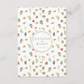 オレンジ色の緑のフローラの結婚素朴な詳細カード エンクロージャーカード (裏面)