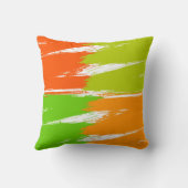 オレンジ色の緑のライム白いブラシストローク絵を描 クッション (裏面)