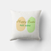 オレンジ色の緑の卵ハッピーイースター名前メッセージsimを追加 クッション (裏面)