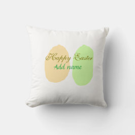 オレンジ色の緑の卵ハッピーイースター名前メッセージsimを追加 クッション