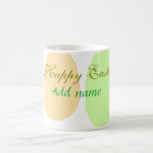 オレンジ色の緑の卵ハッピーイースター名前メッセージsimを追加 コーヒーマグカップ (中央)