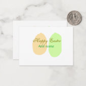 オレンジ色の緑の卵ハッピーイースター名前メッセージsimを追加 ノートカード (正面/裏面インサイチュ)