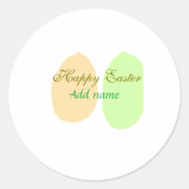 オレンジ色の緑の卵ハッピーイースター名前メッセージsimを追加 ラウンドシール