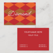 オレンジ色の緑の市松模様にダイヤモンド 名刺 (正面/裏面)