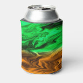 オレンジ色の緑の抽象芸術のぼやけた斑模様 缶クーラー (缶裏面)