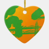 オレンジ色の緑の汚れ セラミックオーナメント (正面)