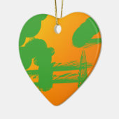 オレンジ色の緑の汚れ セラミックオーナメント (左)