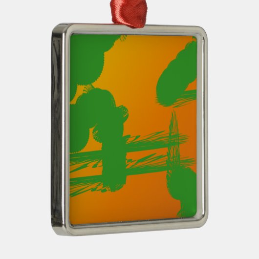 オレンジ色の緑の汚れ メタルオーナメント (右)