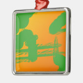 オレンジ色の緑の汚れ メタルオーナメント (左)