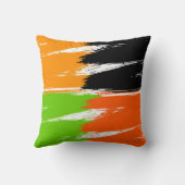 オレンジ色の緑の白黒ブラシストローク絵を描 クッション (裏面)