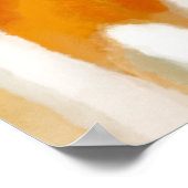 オレンジ色の緑の絵画水色 ポスター (角)