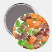 オレンジ色の緑色の赤いガム飴に砂糖を振りかけたもの マグネット (正面/裏面)