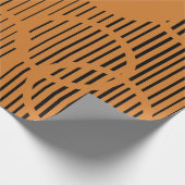 オレンジ色の線の付いた円 ラッピングペーパー (角)