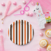 オレンジ色の縦型ストライプパーティー ペーパープレート (パーティー)