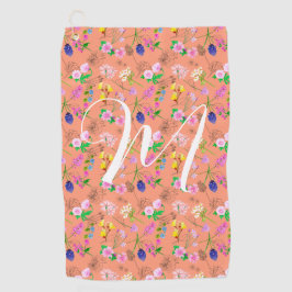 オレンジ色の繊細な山花。カスタム. ゴルフタオル