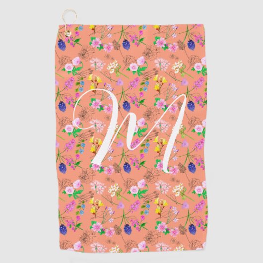 オレンジ色の繊細な山花。カスタム. ゴルフタオル (正面)