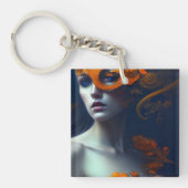 オレンジ色の美しい女性AIでアートを生み出す キーホルダー (正面)