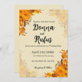 オレンジ色の美的フローラ 招待状 (正面/裏面)