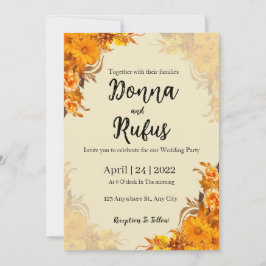 オレンジ色の美的フローラ 招待状