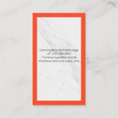 オレンジ色の羽根ペンのロゴ | ホワイトマーブル 名刺 (裏面)