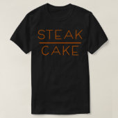 オレンジ色の肉食動物のケーキの上にステーキダイエットケトダイエット Tシャツ (デザイン正面)
